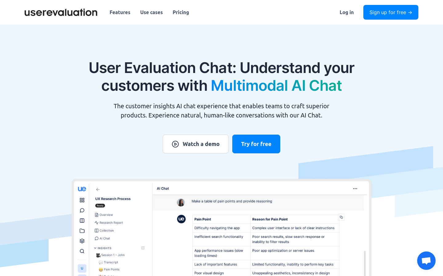 User Evaluation Chat