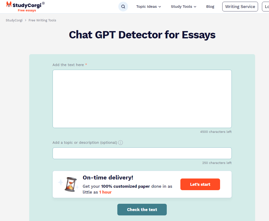 Chat GPT Detector for Essays